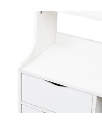 Streamdale Furniture Night Stand with Bookshelf, Night Stand with 2 Storage Drawers for Bedroom