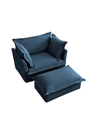 Streamdale Furniture Cozy Upholstered Armchair Set with Ottoman Soft Chenille Fabric