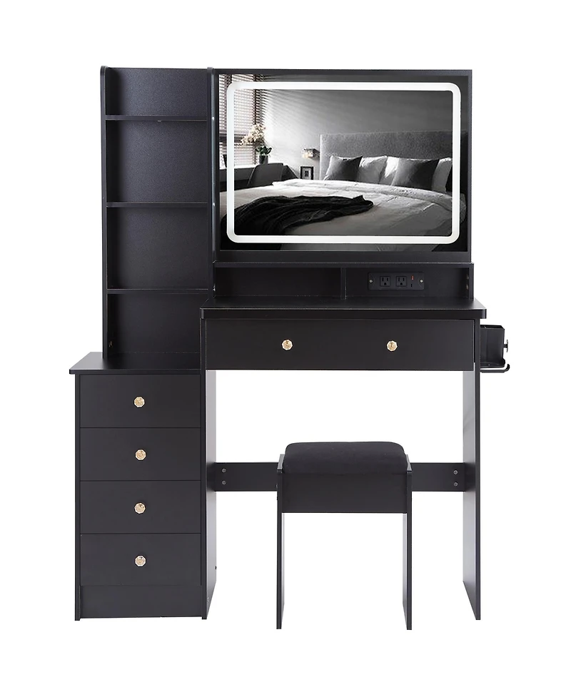 Streamdale Furniture Large Vanity Table with Charging Station and Led Mirror (41