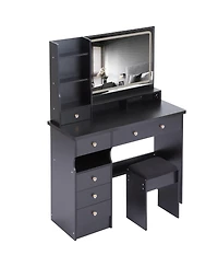 Streamdale Furniture Streamdale Vanity Table with Stool and Power Station, Extra Large Led Mirror, Hair Dryer Stand