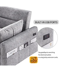 Streamdale Furniture 55" Pull Out Sofa Bed with Adjustable Back, Storage, Pillows, Usb
