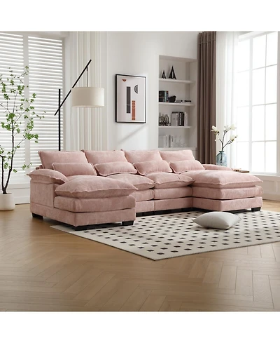Streamdale Furniture Chenille, high quality sponge filling, solid wood frame, oversized four-seater, U-shaped combination sofa
