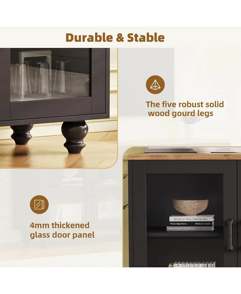 Streamdale Farmhouse Tv Stand with Tempered Glass Doors for TVs up to 70