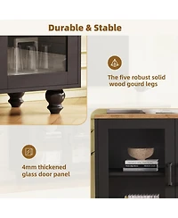 Streamdale Farmhouse Tv Stand with Tempered Glass Doors for TVs up to 70