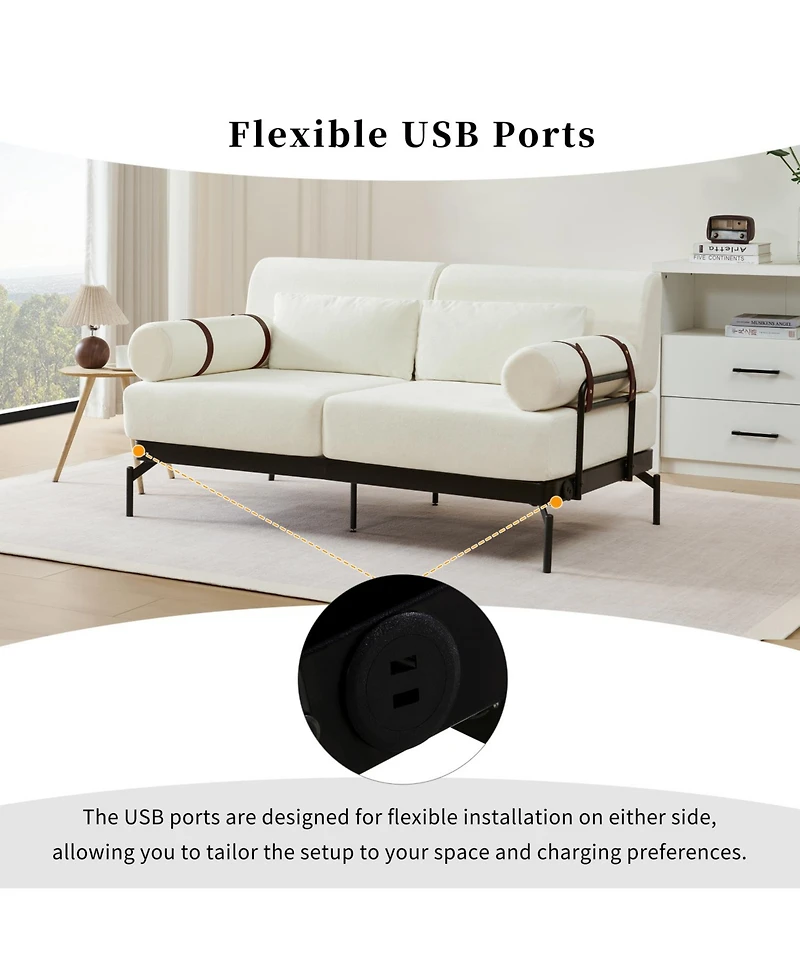 Streamdale Furniture Modern Loveseat Sofa with Usb Ports