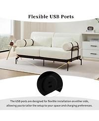 Streamdale Furniture Modern Loveseat Sofa with Usb Ports