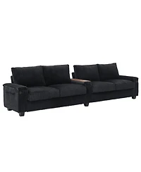 Streamdale Furniture Corduroy Sofa Couch 133" w/ Usb Storage & Cup Holders
