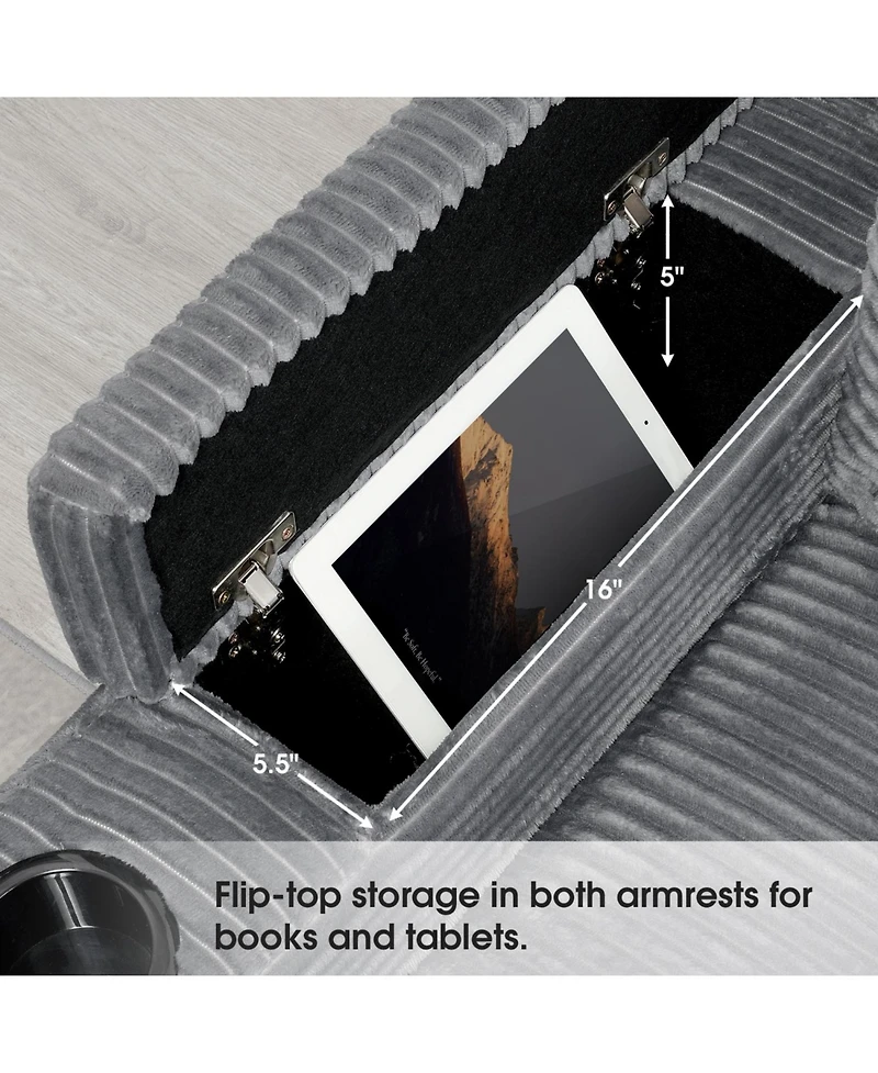 Streamdale 106" L-Shaped Corduroy Sectional Sofa with Storage and Conveniences