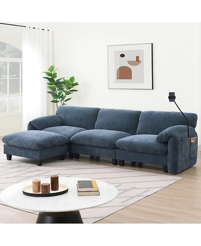 Streamdale Furniture 108" Modular Sectional Sofa Wide Seat Usb Charger Ottoman