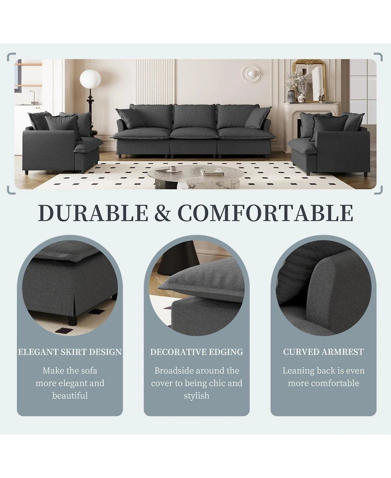 Streamdale Furniture Chenille Sectional Sofa Set - 3 Seater Sofa & 2 Armchairs