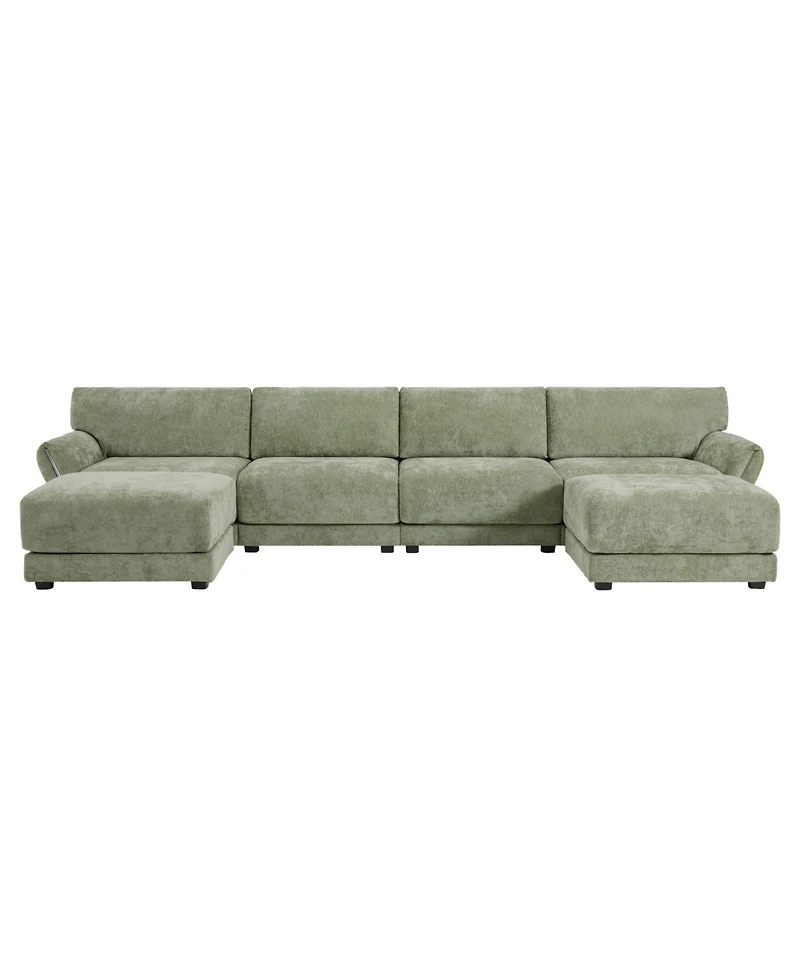 Streamdale Furniture 142" Modular U-Shape Sofa with Usb Charger & Ottoman