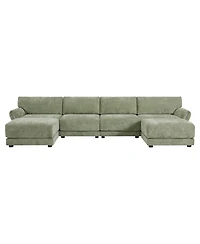 Streamdale Furniture 142" Modular U-Shape Sofa with Usb Charger & Ottoman