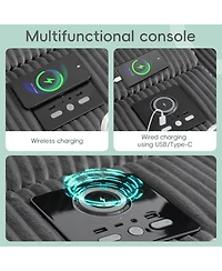 Streamdale Furniture Sectional Sofa with Bluetooth Usb Storage & Ottoman