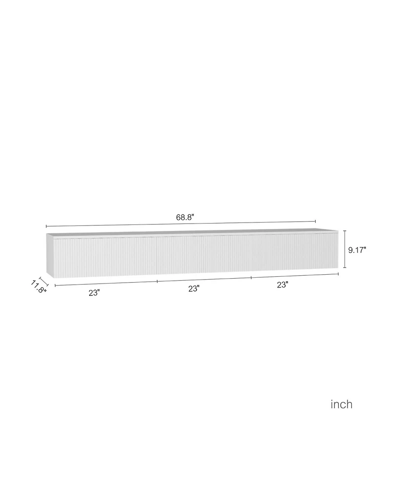 Streamdale Furniture Floating Tv Stand Wall Mounted Led 69" Modern Entertainment Center