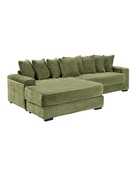 Streamdale Furniture Green Flannelette Sofa w/ 8 Throw Pillows & Foot Design