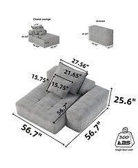 Streamdale Furniture Modern Chenille Modular Sectional Sofa with Pillows