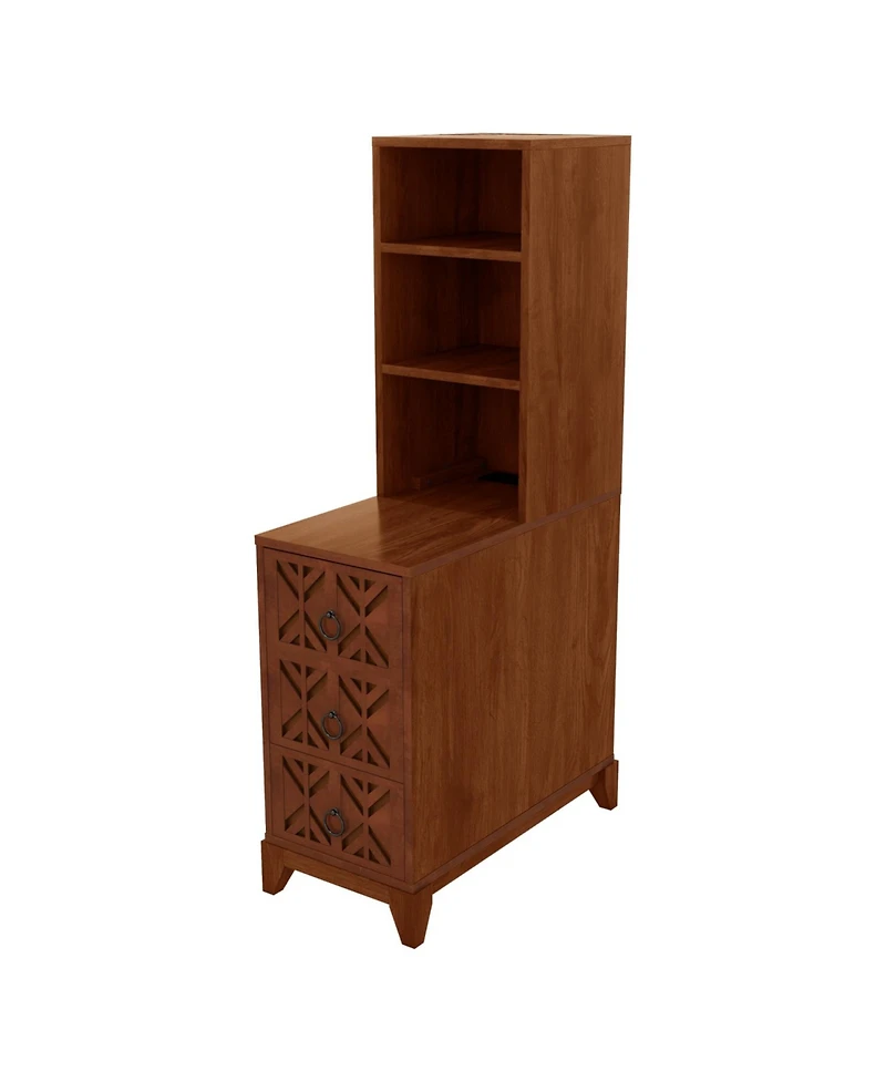Streamdale Furniture Walnut End Table with 3 Drawers & 2 Shelves