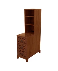 Streamdale Furniture Walnut End Table with 3 Drawers & 2 Shelves