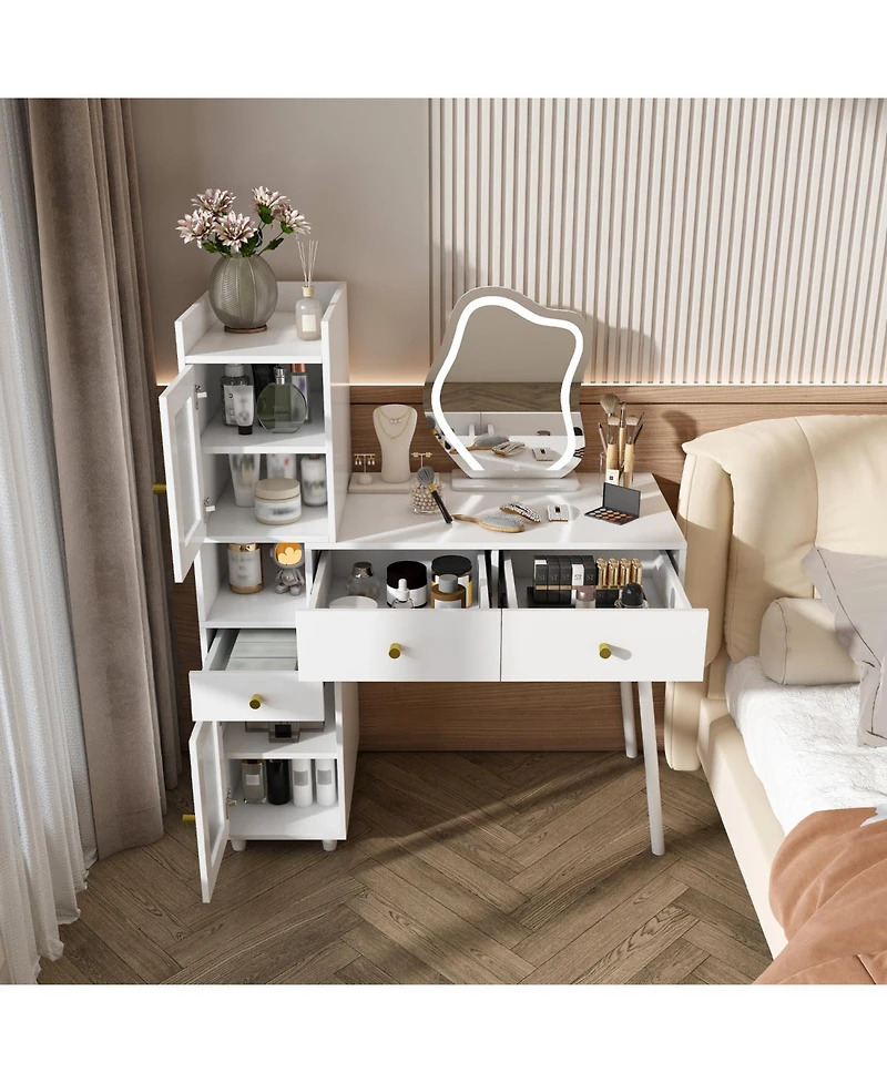 Streamdale Furniture Vanity Dressing Table with Led Mirror & Storage