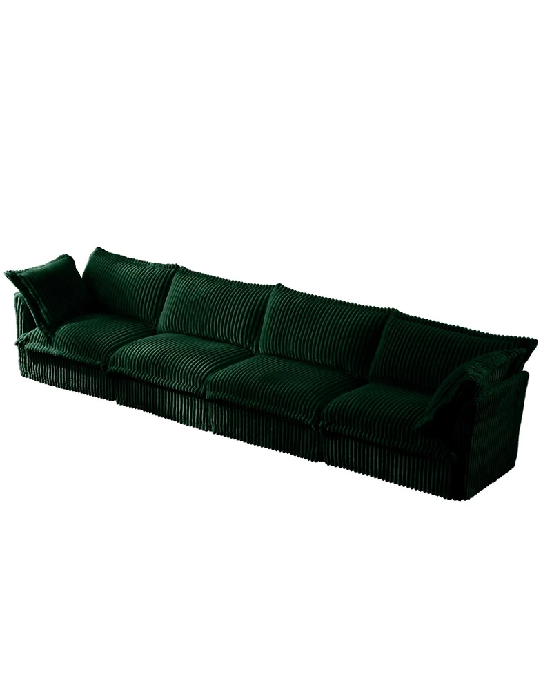 Streamdale Furniture Green Corduroy Slipcovered 4-Seater Sofa