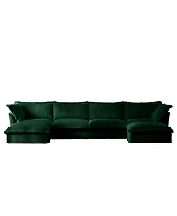 Streamdale Furniture Slipcovered U Shape Sectional Sofa Green Corduroy