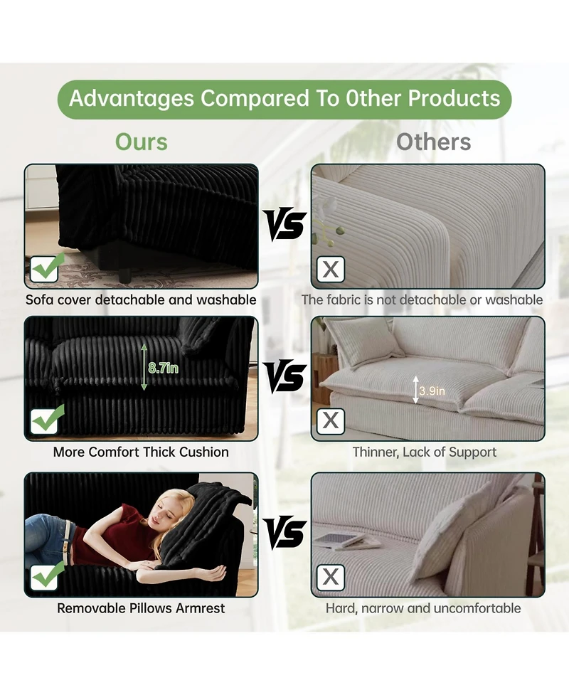 Streamdale Furniture Corduroy Armchair Set with Ottoman