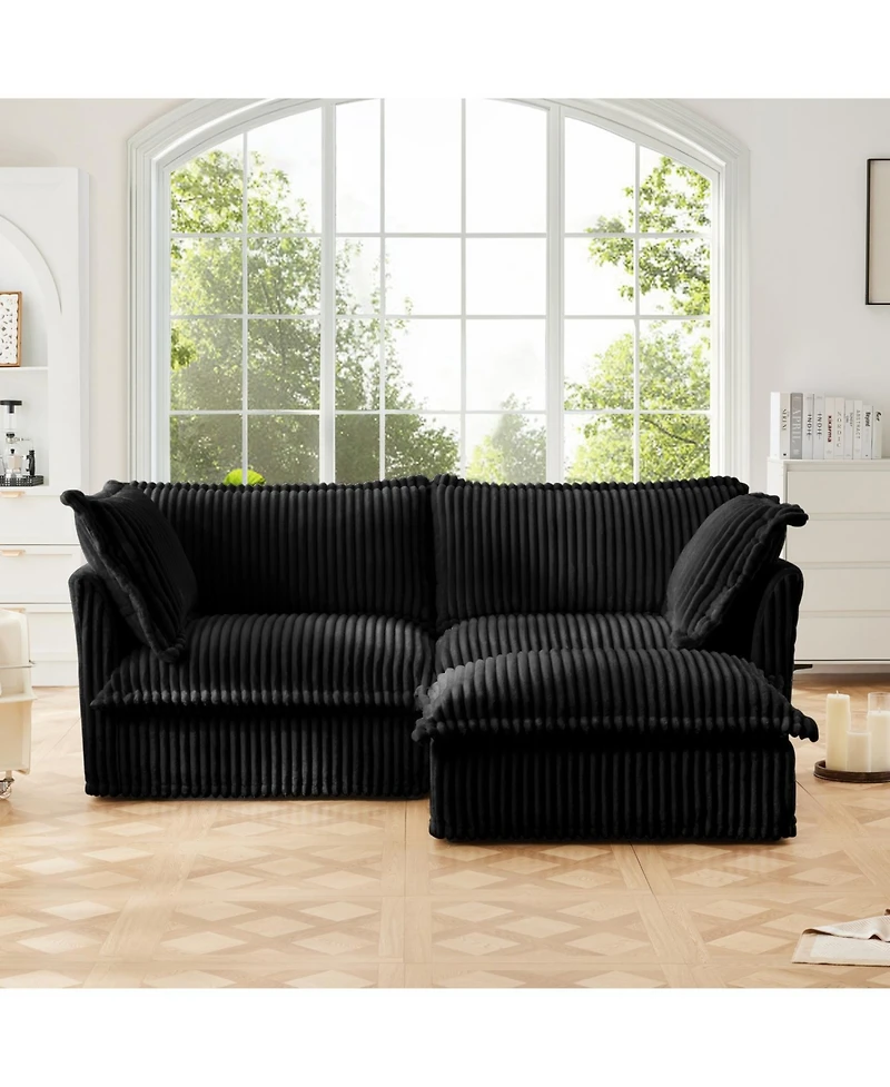 Streamdale Furniture Slipcovered Sectional Sofa with Ottoman