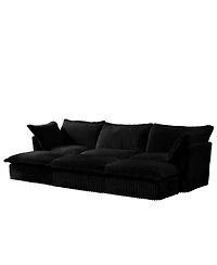 Streamdale Furniture Slipcovered 3-Seat Sleeper Sofa with Ottomans - Black Corduroy