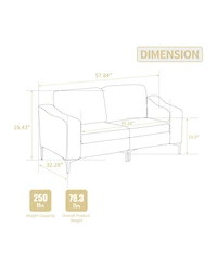 Streamdale Furniture Modular Sectional Two-Seater Sofa Corduroy Sectional Couch Gray