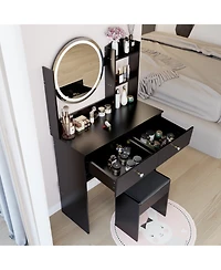 Streamdale Furniture Led Vanity Table Set (Touch 3 Colors Adjustable)