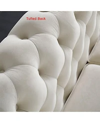 Streamdale Furniture Chesterfield Velvet Sofa 84.65 inch for Living Room Beige Color