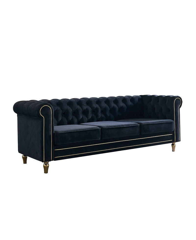 Streamdale Furniture Chesterfield Velvet Sofa 84.65 inch for Living Room