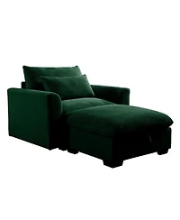 Streamdale Furniture Corduroy Modular Sofa with Storage Ottoman