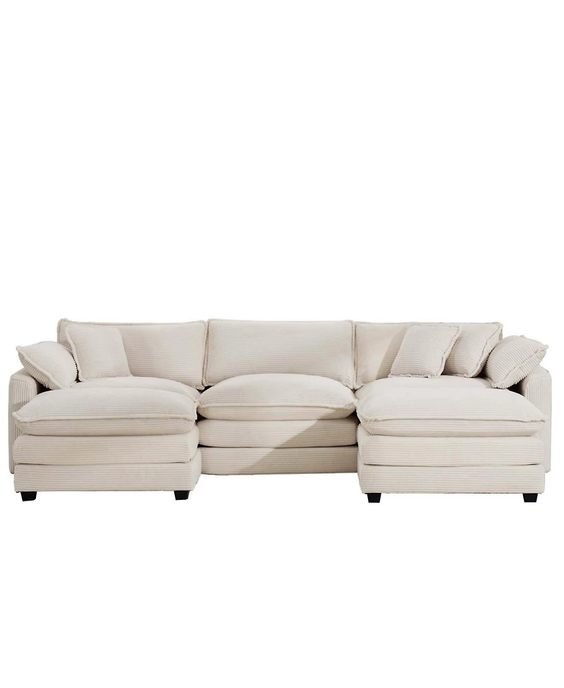 Streamdale Furniture Corduroy Modular Sectional Sofa with Ottomans