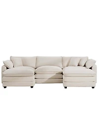 Streamdale Furniture Corduroy Modular Sectional Sofa with Ottomans