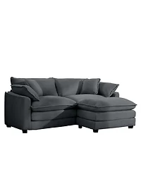 Streamdale Furniture Corduroy 2-Seater Sofa with Ottoman - Grey
