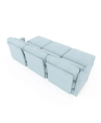 Streamdale Furniture Sky Blue Chenille 3-Seater Sofa with Ottomans