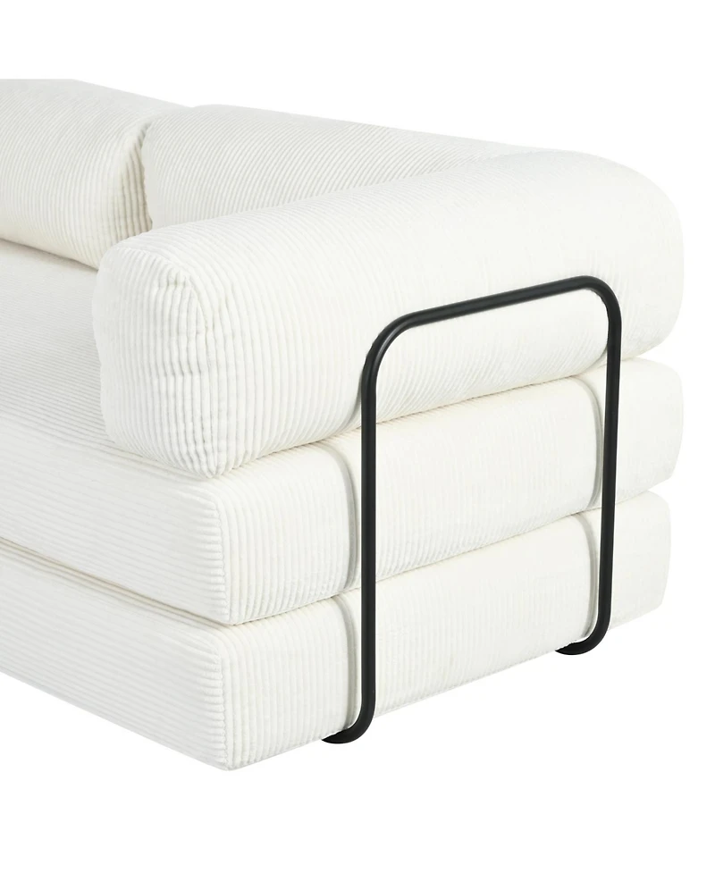 Streamdale Furniture Corduroy L-Shaped Modular Sofa Bed