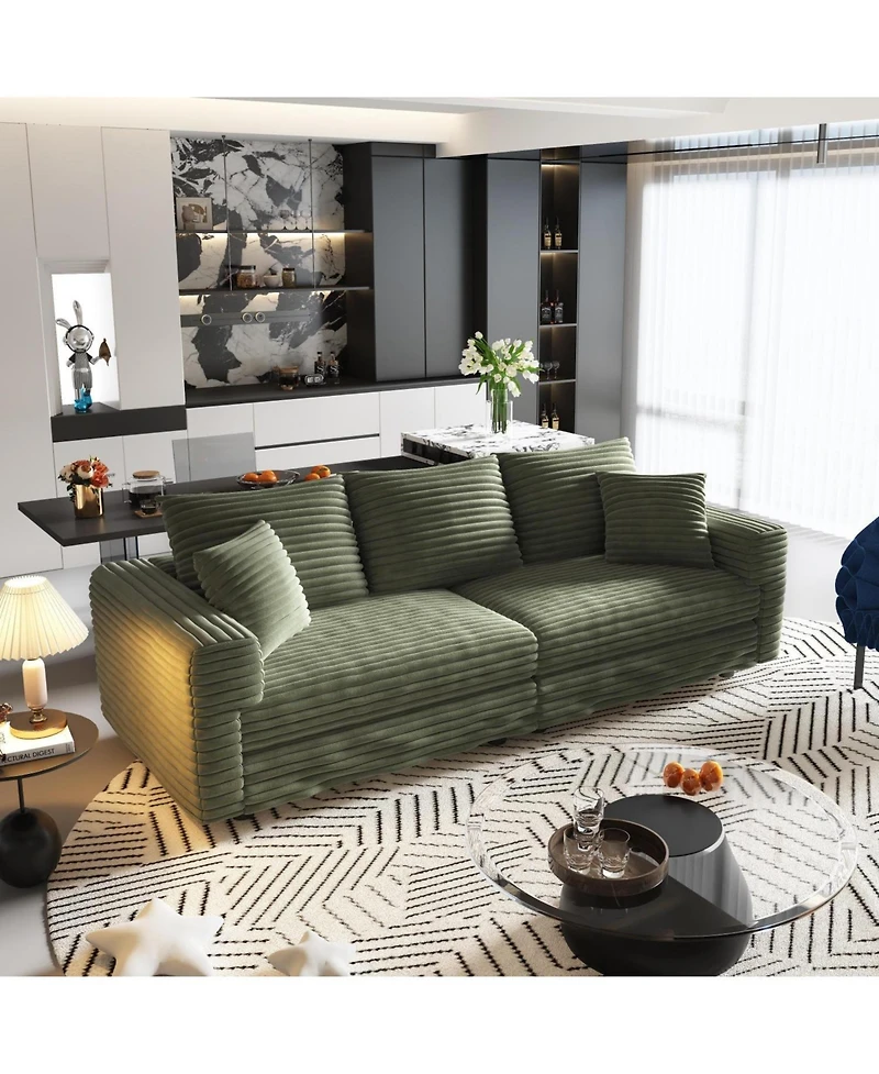 Streamdale Furniture + 3-Seat + Corduroy + Modern Comfy Cloud + Sofa