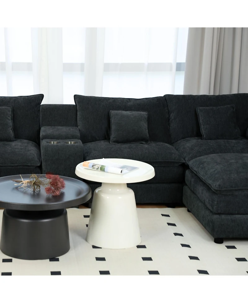 Streamdale U Shaped Cloud Couch, 144" Modular Chenille Sofa with Ottoman & Console