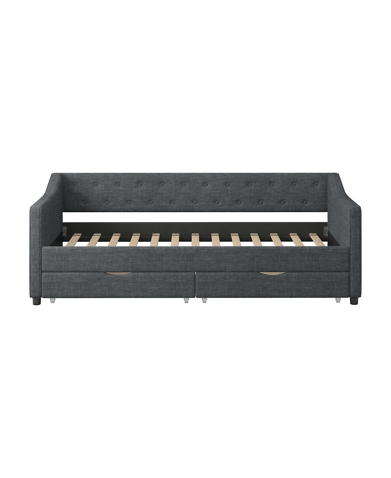 Streamdale Furniture Twin Daybed with Drawers, Tufted Sofa Bed - Dark Grey