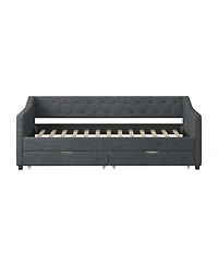 Streamdale Furniture Twin Daybed with Drawers, Tufted Sofa Bed - Dark Grey