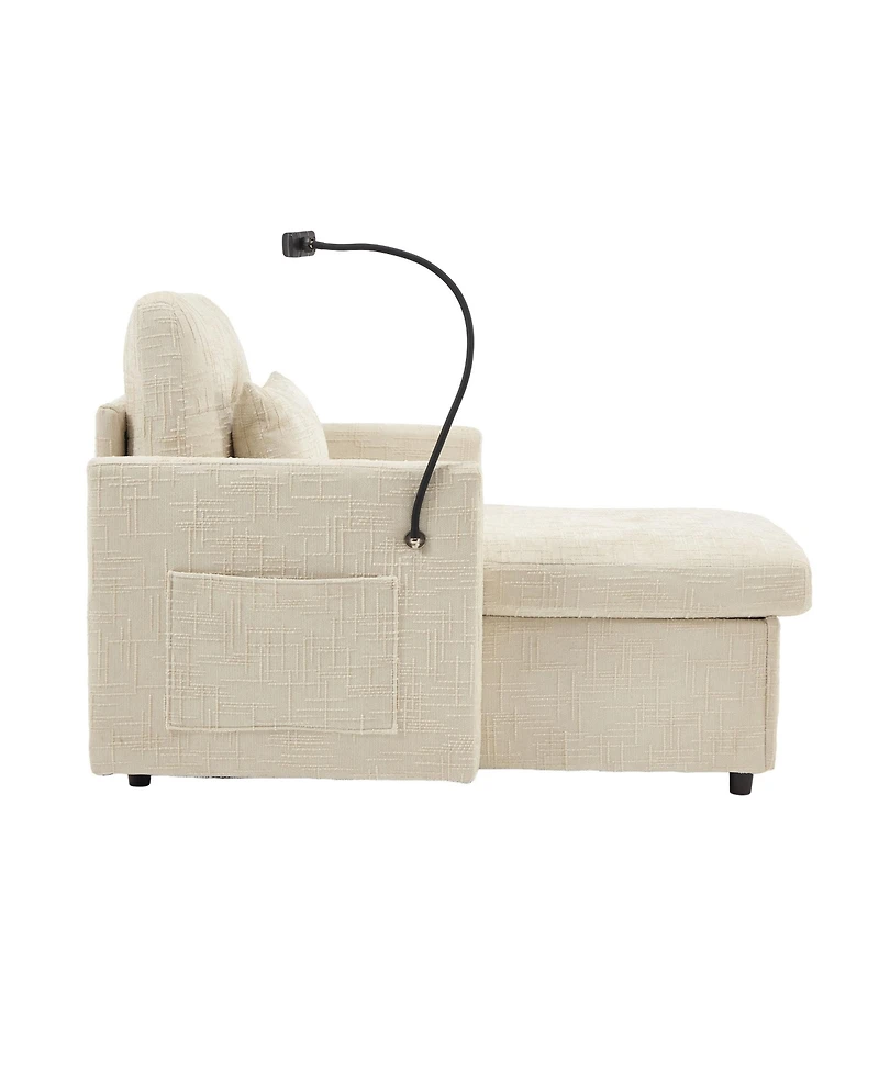 Streamdale Furniture Multifunctional Chenille Recliner Sofa with Storage & Phone Bracket