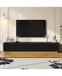 Streamdale Furniture Streamdale Luxury Fluted Tv Stand - 85", Faux Marble, 4 Drawers, Gold Base