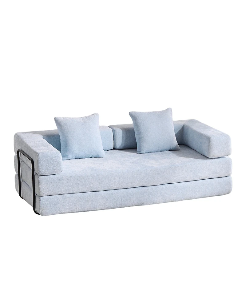 Streamdale Furniture Convertible Floor Sofa Bed with Pillow & Armrest
