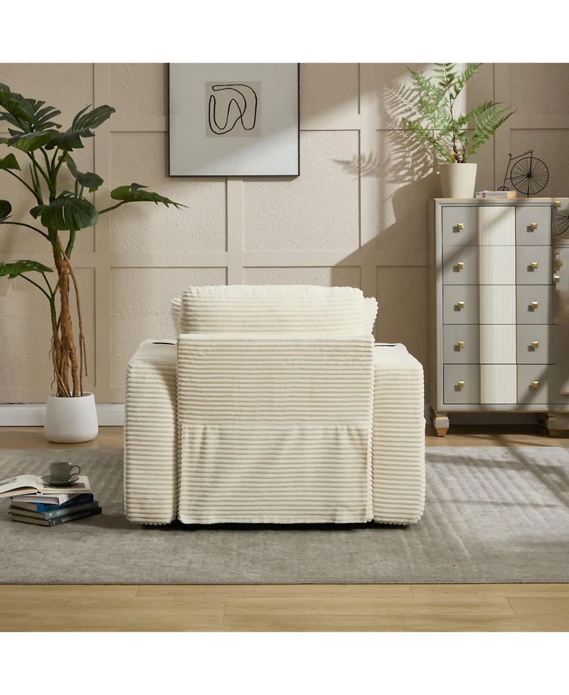 Streamdale Corduroy Chaise Lounge Sofa, Detachable Cushions, 3 Colours