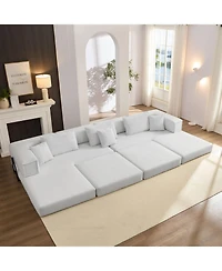 Streamdale Oversized Modular Sectional Sofa Couch Set with 6 Pillows - White
