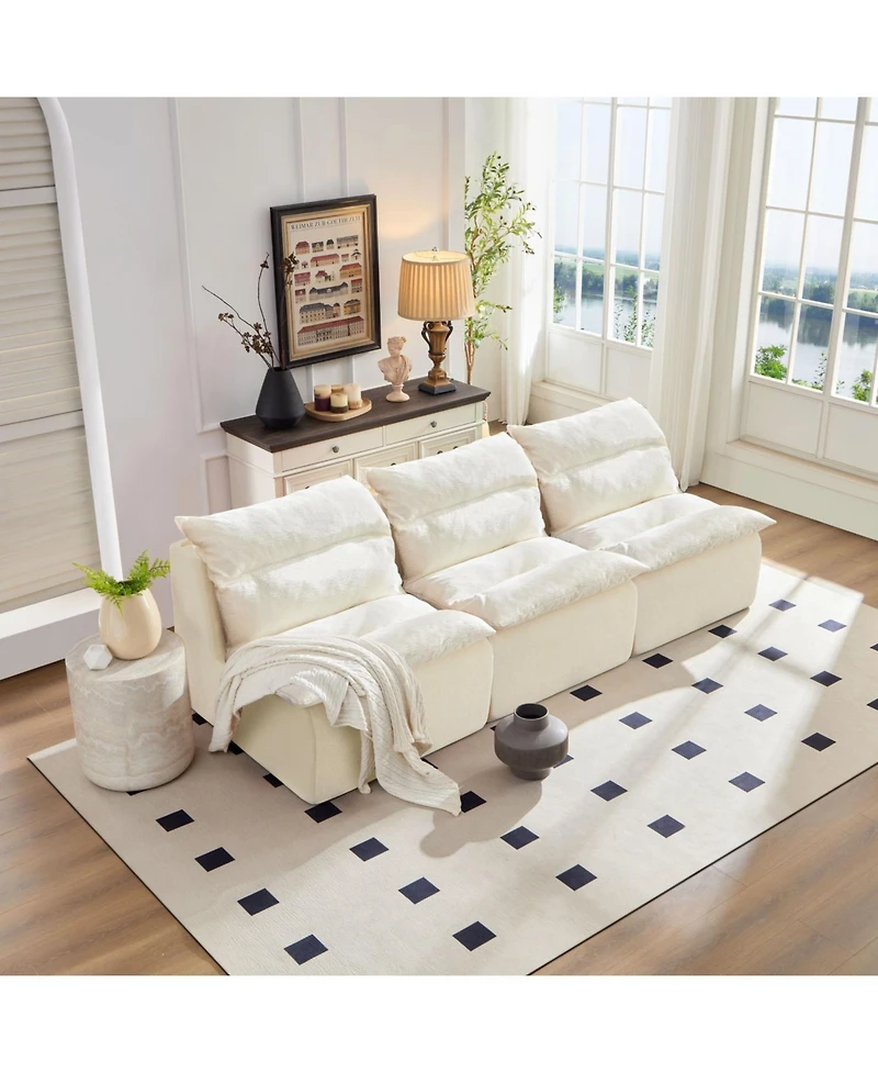 Streamdale Furniture 3-Seat Sofa Lounge Chair - White Polyester