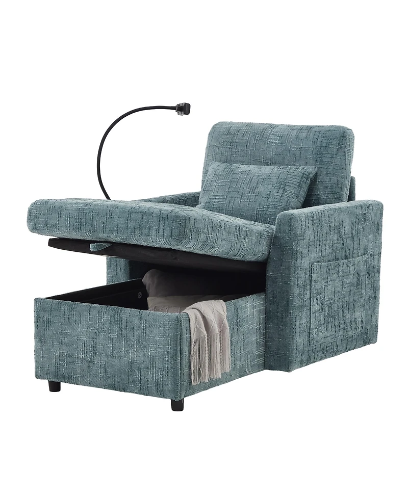 Streamdale Furniture Multifunctional Chenille Recliner Sofa with Storage & Phone Bracket