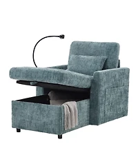 Streamdale Furniture Multifunctional Chenille Recliner Sofa with Storage & Phone Bracket